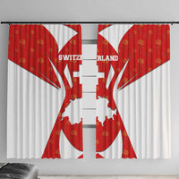 Switzerland Flag Window Curtain with Floral Pattern Red and White Sportswear - Wonder Print Shop