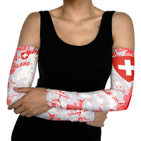 Switzerland Flag Arm Sleeves with Camo Red White Sportswear with Swiss Cross Shield - Wonder Print Shop