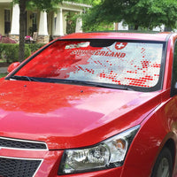 Switzerland Flag Auto Sun Shade with Camo Red White Sportswear with Swiss Cross Shield - Wonder Print Shop
