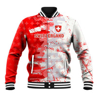 Switzerland Flag Baseball Jacket with Camo Red White Sportswear with Swiss Cross Shield - Wonder Print Shop