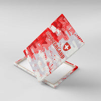 Switzerland Flag Canvas Wall Art with Camo Red White Sportswear with Swiss Cross Shield - Wonder Print Shop