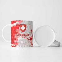 Switzerland Flag Ceramic Mug with Camo Red White Sportswear with Swiss Cross Shield - Wonder Print Shop