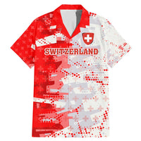 Switzerland Flag Family Matching Mermaid Dress and Hawaiian Shirt with Camo Red White Sportswear with Swiss Cross Shield - Wonder Print Shop