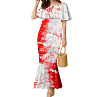 Switzerland Flag Family Matching Mermaid Dress and Hawaiian Shirt with Camo Red White Sportswear with Swiss Cross Shield - Wonder Print Shop