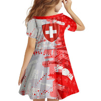 Switzerland Flag Family Matching Summer Maxi Dress and Hawaiian Shirt with Camo Red White Sportswear with Swiss Cross Shield - Wonder Print Shop