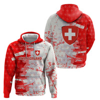 Switzerland Flag Hoodie with Camo Red White Sportswear with Swiss Cross Shield - Wonder Print Shop