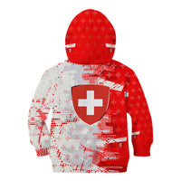 Switzerland Flag Kid Hoodie with Camo Red White Sportswear with Swiss Cross Shield - Wonder Print Shop