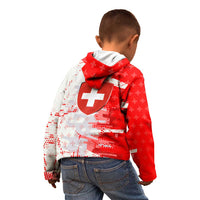 Switzerland Flag Kid Hoodie with Camo Red White Sportswear with Swiss Cross Shield - Wonder Print Shop