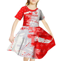 Switzerland Flag Kid Short Sleeve Dress with Camo Red White Sportswear with Swiss Cross Shield - Wonder Print Shop
