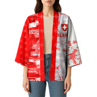 Switzerland Flag Kimono with Camo Red White Sportswear with Swiss Cross Shield - Wonder Print Shop