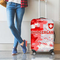 Switzerland Flag Luggage Cover with Camo Red White Sportswear with Swiss Cross Shield - Wonder Print Shop