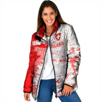 Switzerland Flag Padded Jacket with Camo Red White Sportswear with Swiss Cross Shield - Wonder Print Shop