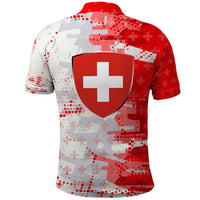Switzerland Flag Polo Shirt with Camo Red White Sportswear with Swiss Cross Shield - Wonder Print Shop