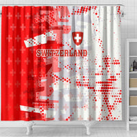 Switzerland Flag Shower Curtain with Camo Red White Sportswear with Swiss Cross Shield - Wonder Print Shop