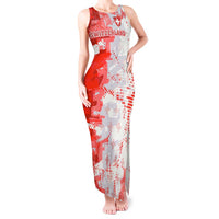 Switzerland Flag Tank Maxi Dress with Camo Red White Sportswear with Swiss Cross Shield - Wonder Print Shop