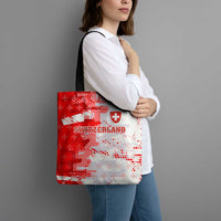 Switzerland Flag Tote Bag with Camo Red White Sportswear with Swiss Cross Shield - Wonder Print Shop