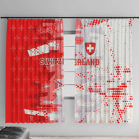 Switzerland Flag Window Curtain with Camo Red White Sportswear with Swiss Cross Shield - Wonder Print Shop