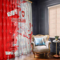 Switzerland Flag Window Curtain with Camo Red White Sportswear with Swiss Cross Shield - Wonder Print Shop