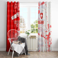 Switzerland Flag Window Curtain with Camo Red White Sportswear with Swiss Cross Shield - Wonder Print Shop