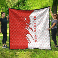 Switzerland Map Scratch Claw Swiss Flag Quilt with Vertical Text - Wonder Print Shop