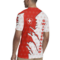 Switzerland Map Scratch Claw Swiss Flag Rugby Jersey with Vertical Text - Wonder Print Shop