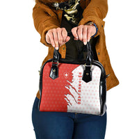Switzerland Map Scratch Claw Swiss Flag Shoulder Handbag with Vertical Text - Wonder Print Shop