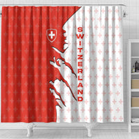 Switzerland Map Scratch Claw Swiss Flag Shower Curtain with Vertical Text - Wonder Print Shop
