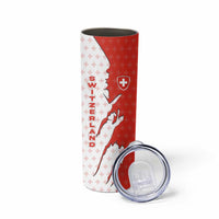 Switzerland Map Scratch Claw Swiss Flag Skinny Tumbler with Vertical Text - Wonder Print Shop