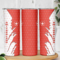 Switzerland Map Scratch Claw Swiss Flag Skinny Tumbler with Vertical Text - Wonder Print Shop