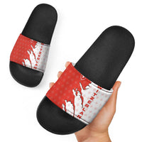 Switzerland Map Scratch Claw Swiss Flag Slide Sandals with Vertical Text - Wonder Print Shop