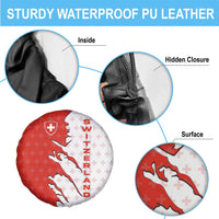 Switzerland Map Scratch Claw Swiss Flag Spare Tire Cover with Vertical Text - Wonder Print Shop