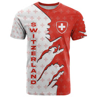 Switzerland Map Scratch Claw Swiss Flag T Shirt with Vertical Text - Wonder Print Shop
