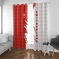Switzerland Map Scratch Claw Swiss Flag Window Curtain with Vertical Text - Wonder Print Shop