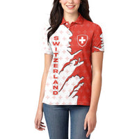 Switzerland Map Scratch Claw Swiss Flag Women Polo Shirt with Vertical Text - Wonder Print Shop