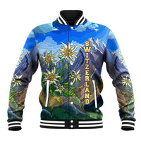 Edelweiss Flower Switzerland Mountain Baseball Jacket - Wonder Print Shop