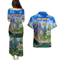 Edelweiss Flower Switzerland Mountain Couples Matching Puletasi and Hawaiian Shirt - Wonder Print Shop