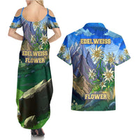 Edelweiss Flower Switzerland Mountain Couples Matching Summer Maxi Dress and Hawaiian Shirt - Wonder Print Shop