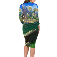 Edelweiss Flower Switzerland Mountain Family Matching Long Sleeve Bodycon Dress and Hawaiian Shirt - Wonder Print Shop