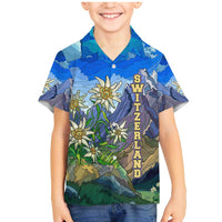 Edelweiss Flower Switzerland Mountain Family Matching Mermaid Dress and Hawaiian Shirt - Wonder Print Shop