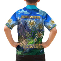 Edelweiss Flower Switzerland Mountain Family Matching Off The Shoulder Long Sleeve Dress and Hawaiian Shirt - Wonder Print Shop