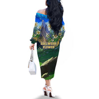 Edelweiss Flower Switzerland Mountain Family Matching Off The Shoulder Long Sleeve Dress and Hawaiian Shirt - Wonder Print Shop