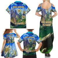 Edelweiss Flower Switzerland Mountain Family Matching Summer Maxi Dress and Hawaiian Shirt - Wonder Print Shop