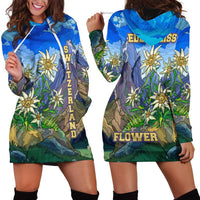 Edelweiss Flower Switzerland Mountain Hoodie Dress - Wonder Print Shop
