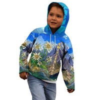 Edelweiss Flower Switzerland Mountain Kid Hoodie - Wonder Print Shop