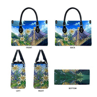 Edelweiss Flower Switzerland Mountain Leather Bag - Wonder Print Shop