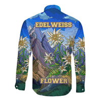 Edelweiss Flower Switzerland Mountain Long Sleeve Button Shirt - Wonder Print Shop