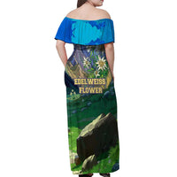 Edelweiss Flower Switzerland Mountain Off Shoulder Maxi Dress - Wonder Print Shop