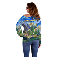 Edelweiss Flower Switzerland Mountain Off Shoulder Sweater - Wonder Print Shop