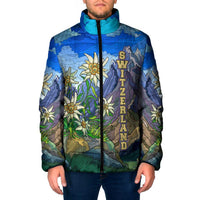 Edelweiss Flower Switzerland Mountain Padded Jacket - Wonder Print Shop