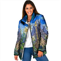 Edelweiss Flower Switzerland Mountain Padded Jacket - Wonder Print Shop